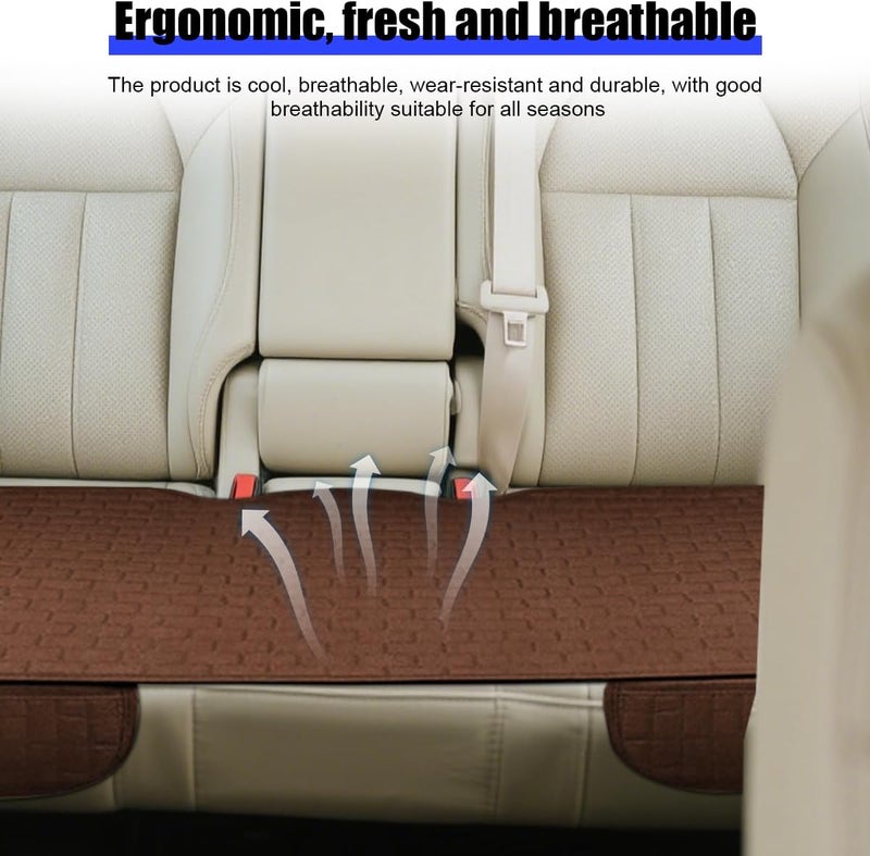 Osilly Car Back Seat Cover, Anti-Slip Long Vehicle Rear Bench Protectors with Storage Pocket, Breathable Comfortable Auto Interior Seating Bottom Protection Accessories, Universal Fit (Brown) - Image 4